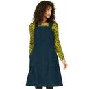 NOMADS Retro 70s Corduroy Dungarees Dress In Fir
