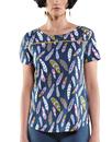 NOMADS Womens Retro 70s Feather Print T-Shirt Top
