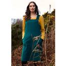 Nomads Retro 70s Needlecord Dungaree Dress in Peacock Green