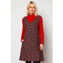 NOMADS Retro 70s Needlecord Pinafore Dress in Rock
