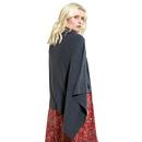 Button Up NOMADS Vintage Wool Poncho In Granite