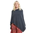 Button Up NOMADS Vintage Wool Poncho In Granite