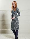 NOMADS Retro 70s Floral Print Ruched Dress in Navy
