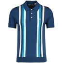 Original Penguin Mod Vertical Stripe Knitted Polo Shirt in Blue Wing Teal