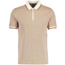 Original Penguin Tipped Geo Chain Print Polo Shirt in Orange Peel