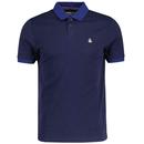 Original Penguin Geo Stripe Pattern Polo Shirt in Medieval Blue