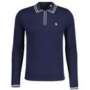 Original Penguin Knitted Tipped Zip Neck Polo Shirt in Dark Sapphire