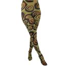 Pamela Mann Retro 60s Mod Carnaby Printed Tights in Green 