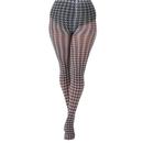 Pamela Mann Retro 1960s Mod Dogtooth Printed Tights in Black and White