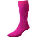 Pantherella Danvers Made in England Retro Ribbed Socks in Fuchsia