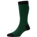 Pantherella Men's Made In England Socks Fabian Herringbone Socks Green Emerald 5311 158 