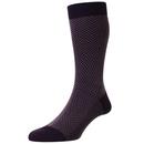 Pantherella Hendon Mod Herringbone Socks in Blackberry and Aubergine 593086 006 