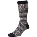 Pantherella Islington Made in England Socks in Black and Silver