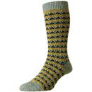 Pantherella Rydal Made in England Fair Isle Socks in Mid Grey and Navy YS1033 003