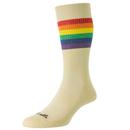 Pantherella Shine Men's Retro Rainbow Stripe Made In England Socks in Cream