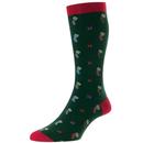 Scott Nichol Starfield Retro Made in England Christmas Socks in Conifer