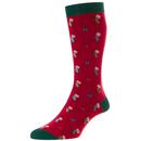 Scott Nichol Starfield Retro Made in England Stocking and Presents Christmas Socks in Red