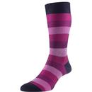 Pantherella Men's Shadow Rib Retro Stripe Socks 533066 0013 Stirling in Black/Red/Pink