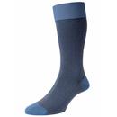 Pantherella Tewkesbury Made in England Birdseye Cotton Socks in Denim and Sky 53209 0170