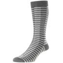 Pantherella Trow Retro Made in England Piano Key Socks in Mid Grey Mix