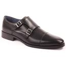Paolo Vandini Ellington 60s Mod Leather Monk Strap Shoes in Black
