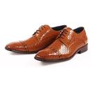 Enoch PAOLO VANDINI Diamond Weave Derby Shoes TAN