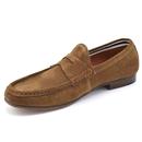 Millbourne Paolo Vandini Suede Penny Loafers Tan