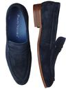 Travon PAOLO VANDINI Mod Suede Penny Loafers NAVY