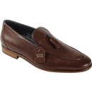 paolo vandini mens enzo cow crust leather tassels loafers brown