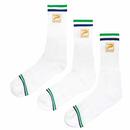 Patrick Copenhagen Retro Stripe Socks 3 Pack in White/Green/Navy