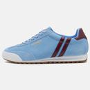 Patrick Dijon Suede Trainers in Sky Blue, Burgundy and White pictured from side