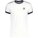 Frank Retro Sports Taped Sleeve Ringer T-shirt in White by Patrick