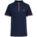 Papin Zip Neck Tipped Pique Polo Shirt in Navy by Patrick