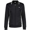 Reims Retro Piping Trim Tipped Collared Track Top in Black by Patrick