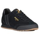 Patrick Rio Retro 80s Suede Trainers in Black Mono