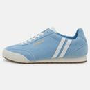 Patrick Rio Retro 80s Suede Trainers in Sky Blue and White pictured from side