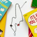 Peanuts Enamel Snoopy and Love Heart Necklace in Silver PEANKESN001