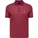 original penguin mens jacquard geo circles polo tshirt cabernet red