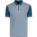 original penguin mens diamond jacquard panel polo tshirt teal