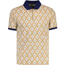 original penguin mens sticker pete diamond pattern polo tshirt sand beige