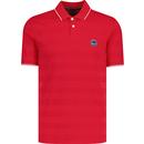 original penguin mens mod honeycomb texture icons tipped polo tshirt salsa red