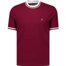original penguin mens icons retro tipped crew neck pique tshirt cabernet red