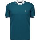 original penguin mens icons retro tipped crew neck pique tshirt reflecting pond green