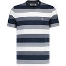 original penguin mens pique jacquard stripe crew neck tshirt dark sapphire white