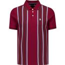 original penguin mens vertical stripe interlock jersey polo tshirt cabernet red