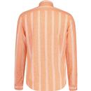 Original Penguin Linen Stripe Shirt Russet Orange