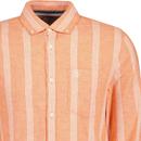 Original Penguin Linen Stripe Shirt Russet Orange