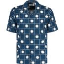 original penguin mens sunshine check dobby cuban collar short sleeve shirt blue wing teal