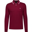 original penguin mens mod tipped long sleeve pique polo top cabernet red