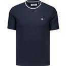 original penguin mens mod tipped textured pique crew neck tshirt dark sapphire